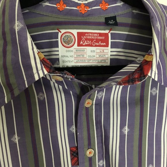 Robert Graham Button Up- Large- Striped/Plaid - Picture 1 of 9